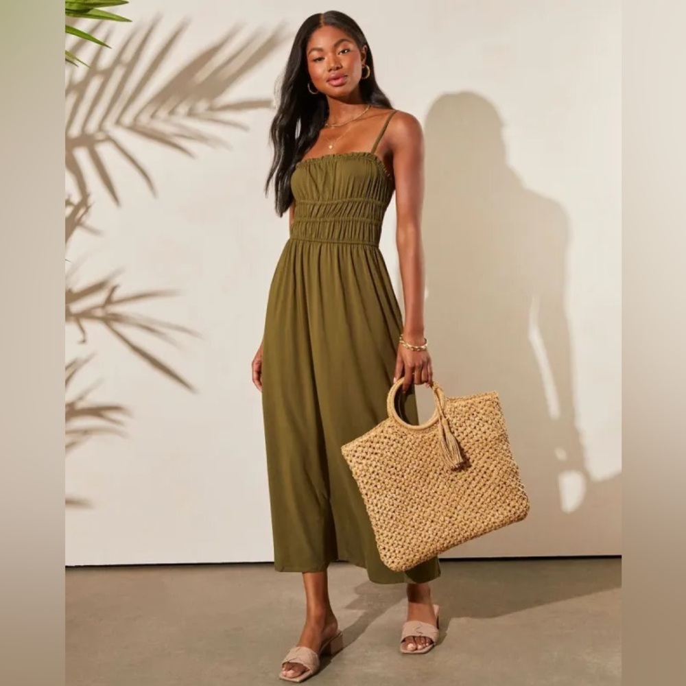 VICI Emoto Pocketed Maxi Dress Olive Small